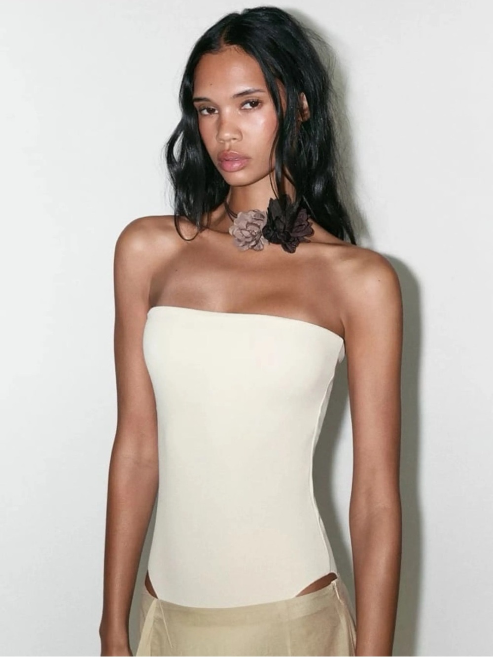 Zara Strapless Cream Tube Bodysuit